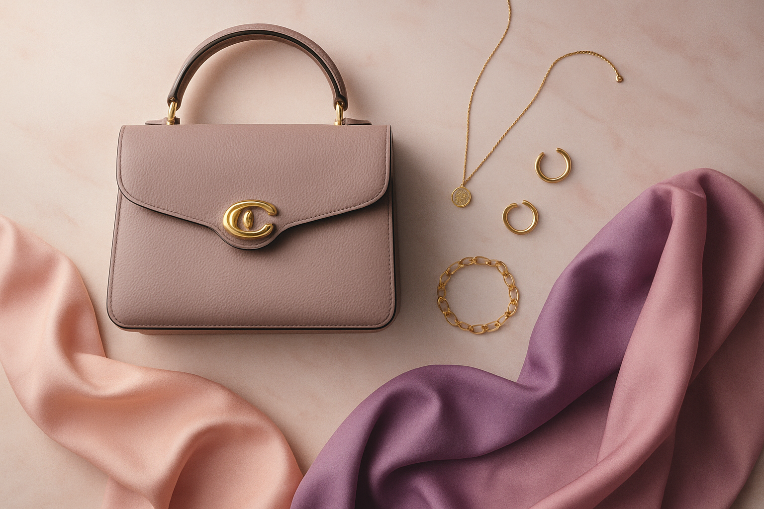 Abstract editorial illustration for: Coach Handbags: Why Celebrity Street Style Validates Timeless Designs