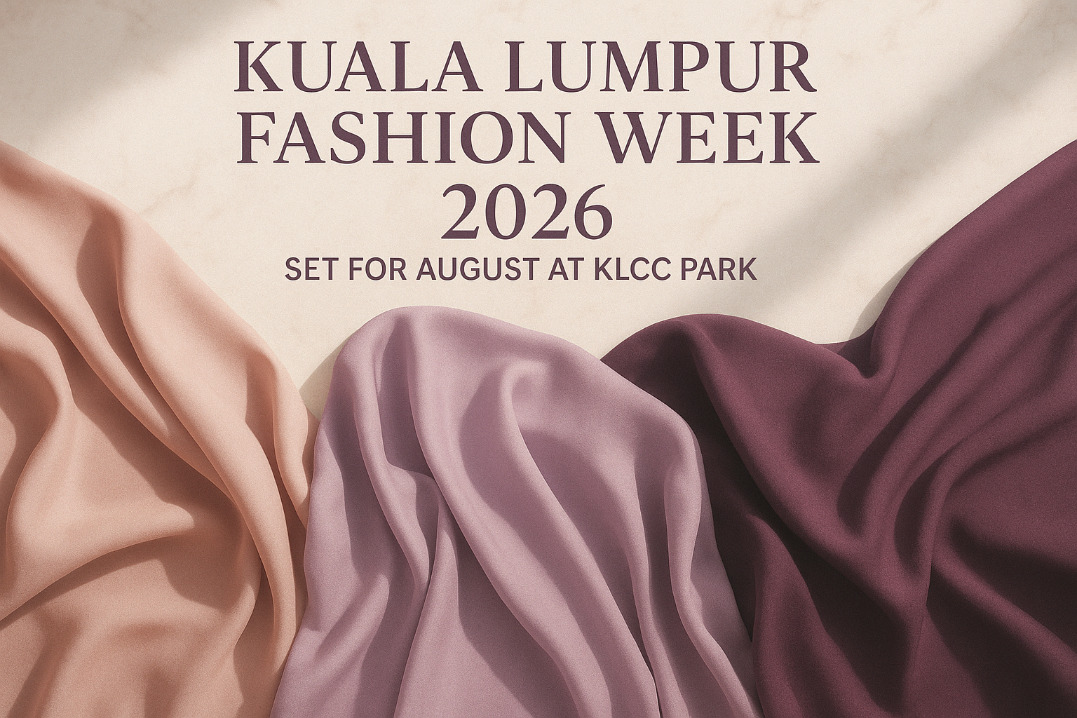 Abstract editorial illustration for: Kuala Lumpur Fashion Week 2026 Set for August at KLCC Park