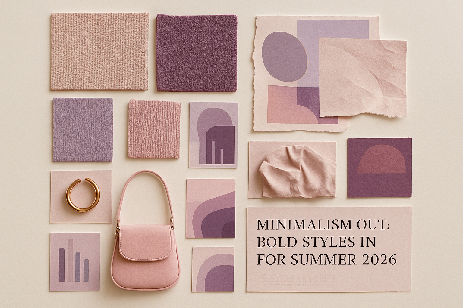 Abstract editorial illustration for: Minimalism Out, Bold Styles In for Summer 2026